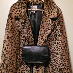 Women's IVANKA TRUMP Chain Shoulder Bag Purse Black Gold EUC